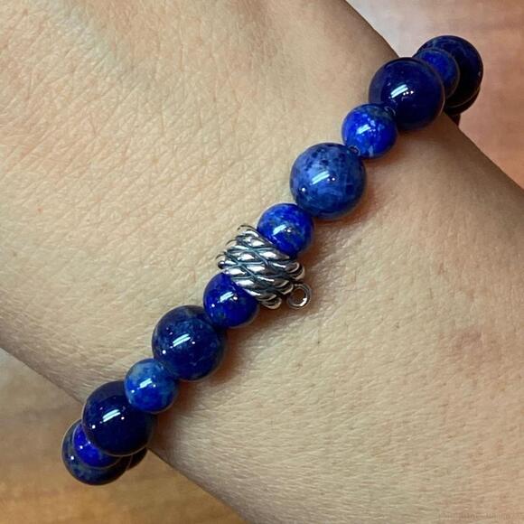 Carolyn Pollack Sterling 1 Strand Sodalite Bead Stretch Bracelet For Women - Picture 1 of 10